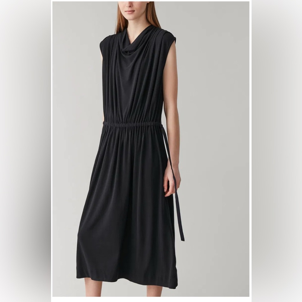 COS Cowl Neck Cotton Dress - Picture 2 of 10
